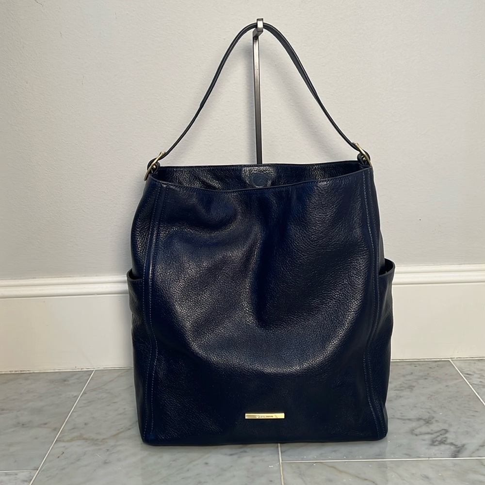 Brahmin Parin Dark Navy Leather Tote Bag